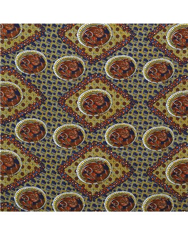 Tissu wax imprimé 2 faces marron au mètre