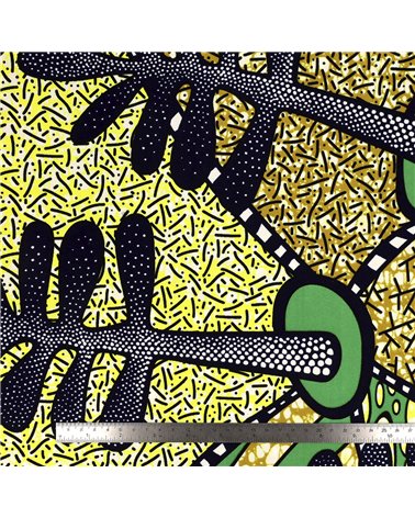 Tissu wax imprimé 2 faces vert au mètre