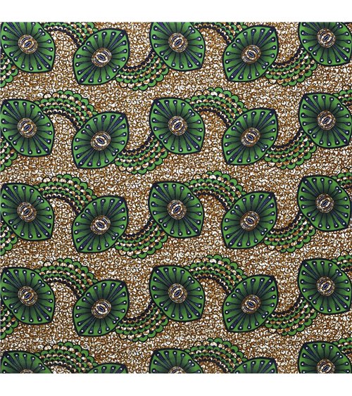 Tissu wax imprimé 2 faces vert au mètre