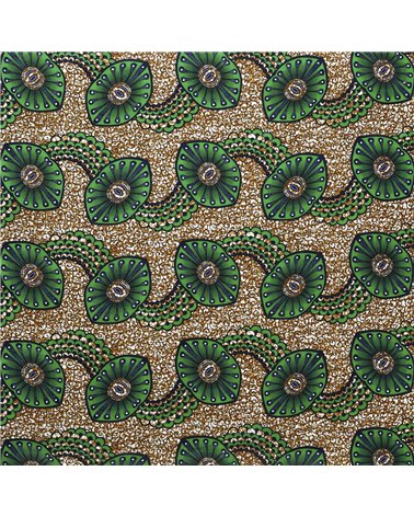 Tissu wax imprimé 2 faces vert au mètre