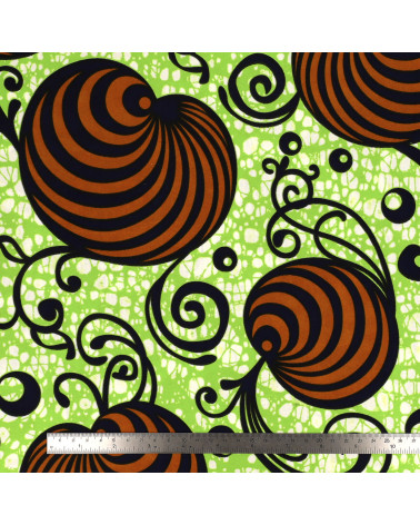 Green 2-sided printed wax fabric per meter