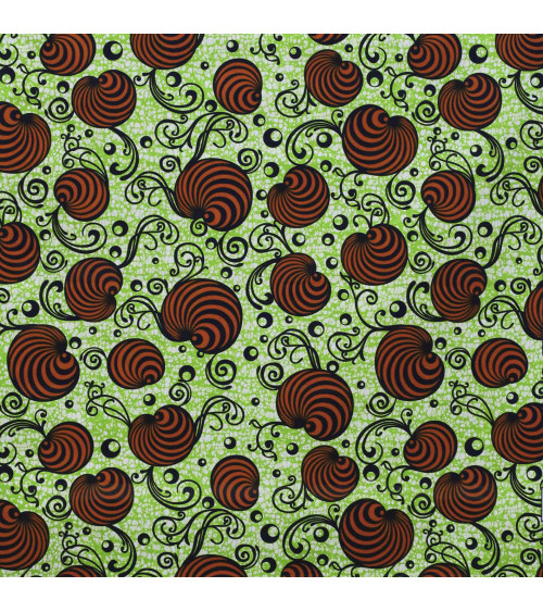 Green 2-sided printed wax fabric per meter