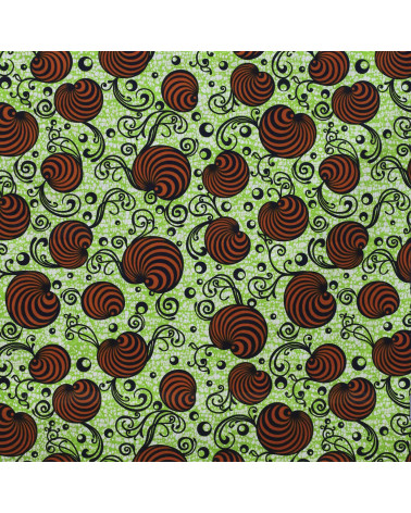 Green 2-sided printed wax fabric per meter