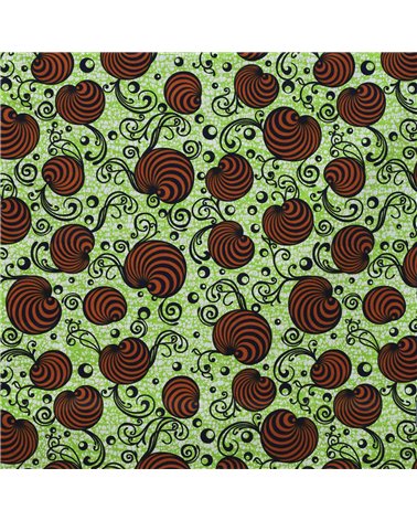 Tissu wax imprimé 2 faces vert au mètre