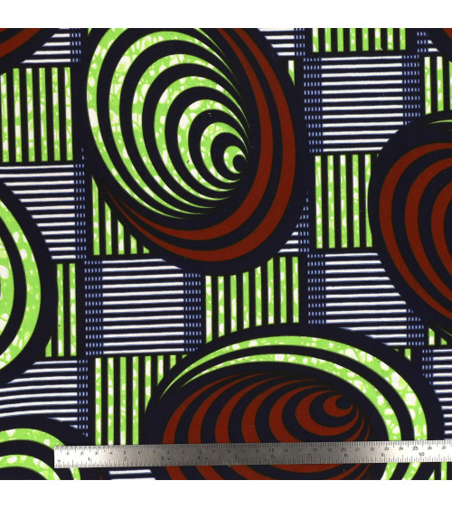 Tessuto cerato stampato fronte/retro marrone al metro