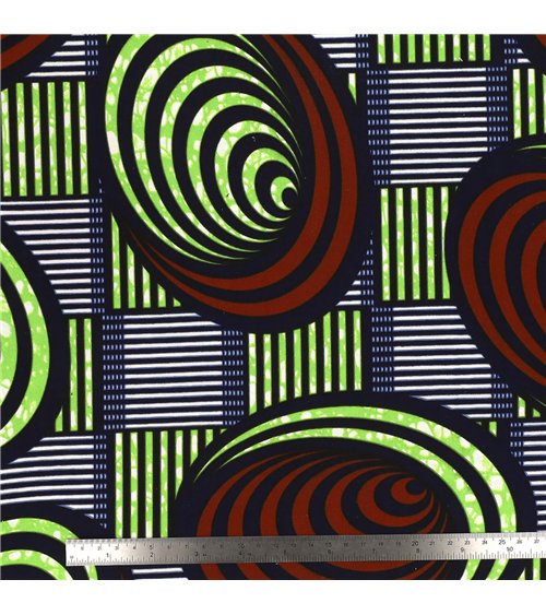 Tissu wax imprimé 2 faces marron au mètre