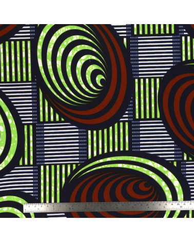 Brown 2-sided printed wax fabric per meter