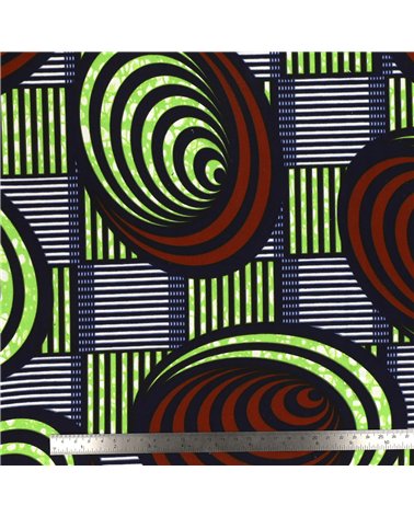 Tissu wax imprimé 2 faces marron au mètre