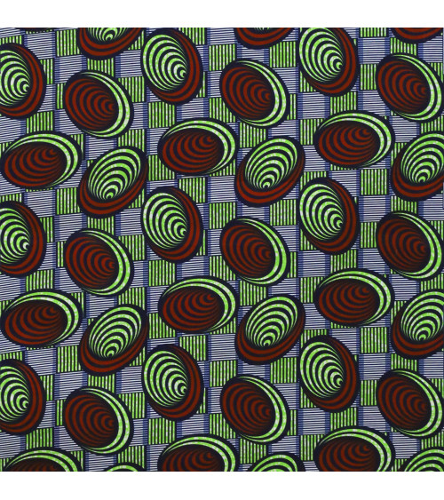 Brown 2-sided printed wax fabric per meter