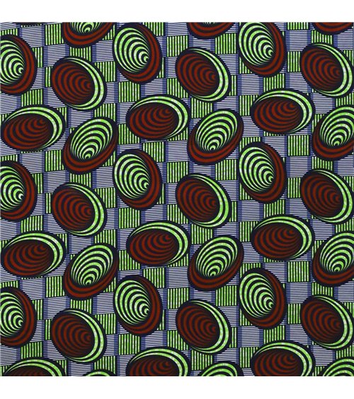 Tissu wax imprimé 2 faces marron au mètre
