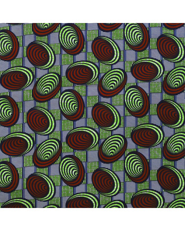 Brown 2-sided printed wax fabric per meter