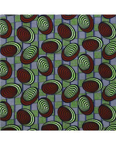 Tissu wax imprimé 2 faces marron au mètre
