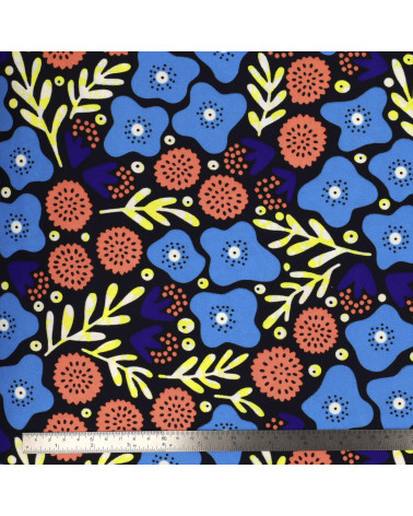 Tela encerada estampada a 2 caras azul por metros