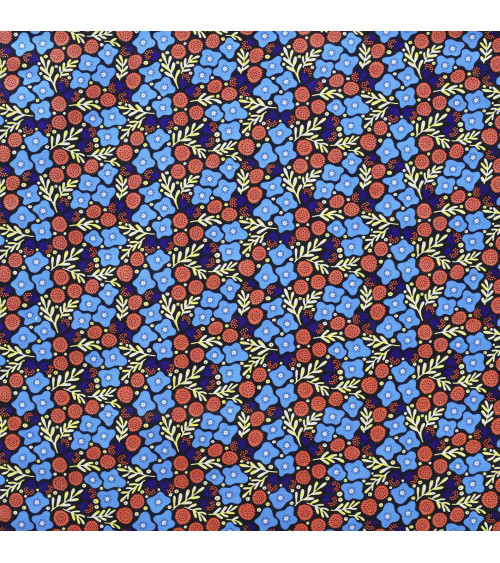 Tessuto cerato stampato fronte/retro blu al metro