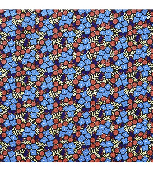 Tissu wax imprimé 2 faces bleu au mètre