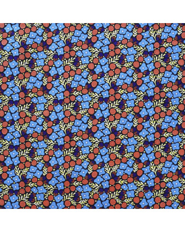 Blue 2-sided printed wax fabric by the meter