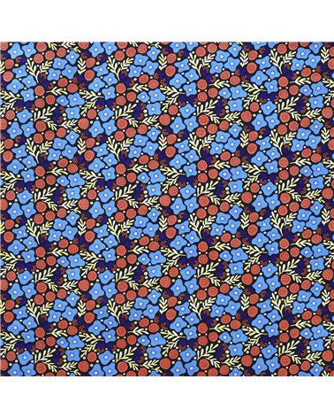 Tissu wax imprimé 2 faces bleu au mètre