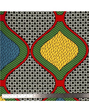Tissu wax imprimé 2 faces vert au mètre