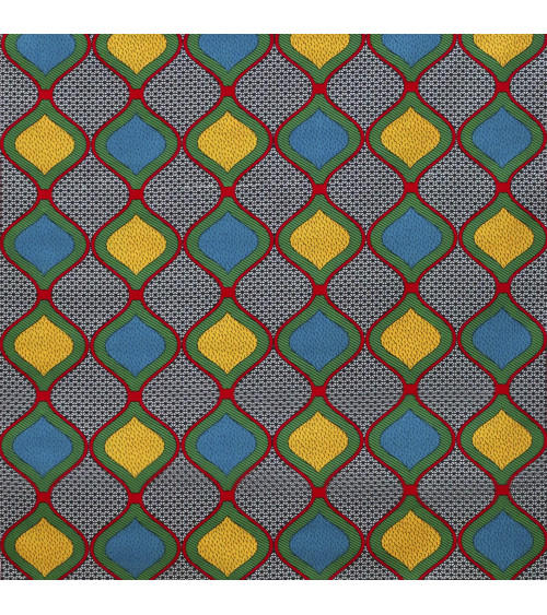 Green 2-sided printed wax fabric per meter