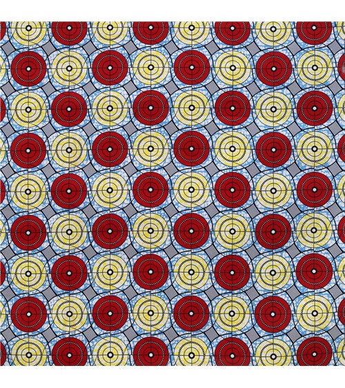 Tissu wax imprimé 2 faces rouge au mètre