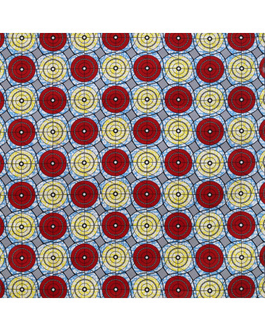 Red 2-sided printed wax fabric per meter