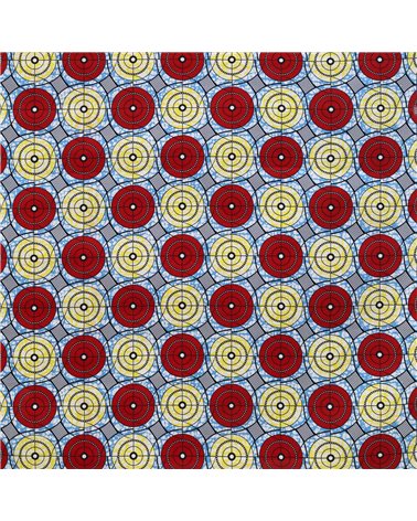 Tissu wax imprimé 2 faces rouge au mètre