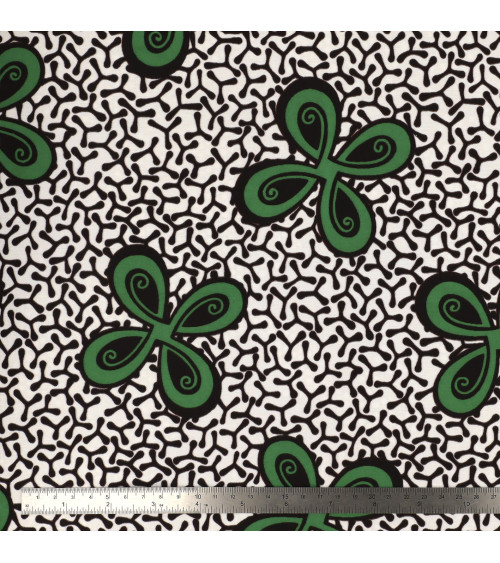 Green 2-sided printed wax fabric per meter