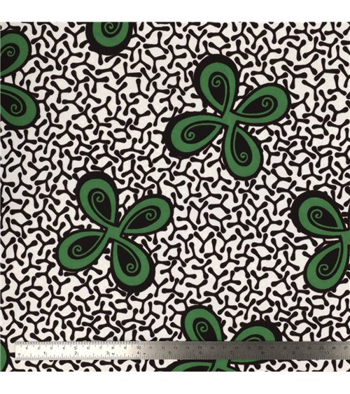 Tissu wax imprimé 2 faces vert au mètre