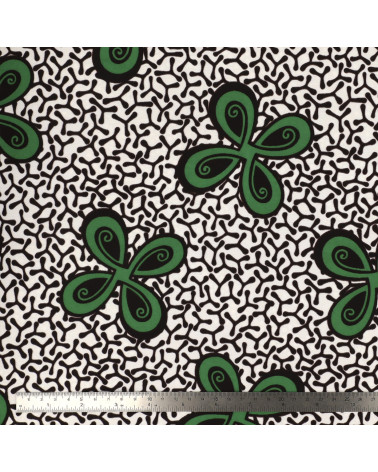 Green 2-sided printed wax fabric per meter