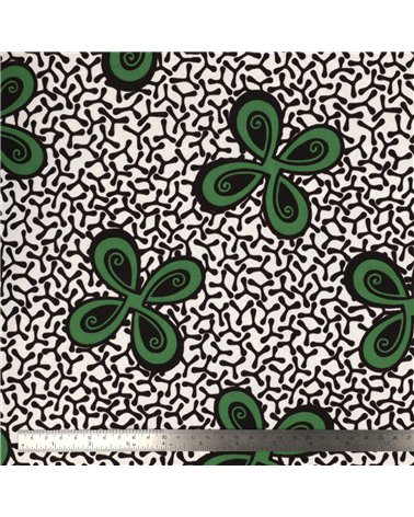 Tissu wax imprimé 2 faces vert au mètre