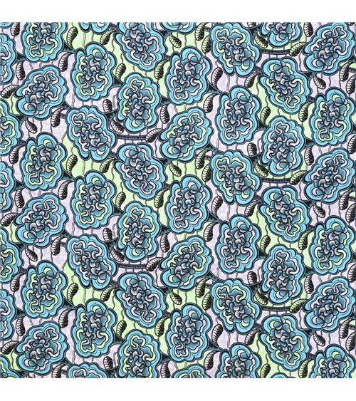 Tissu wax imprimé 2 faces bleu turquoise au mètre