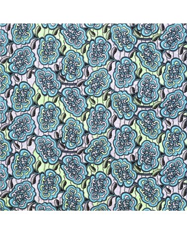 Tissu wax imprimé 2 faces bleu turquoise au mètre
