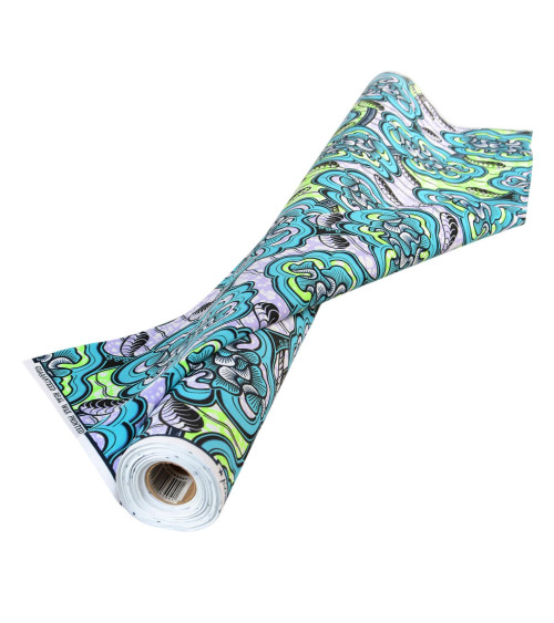 Wax fabric printed on both sides in turquoise blue by the meter