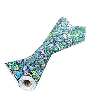 Tissu wax imprimé 2 faces bleu turquoise au mètre