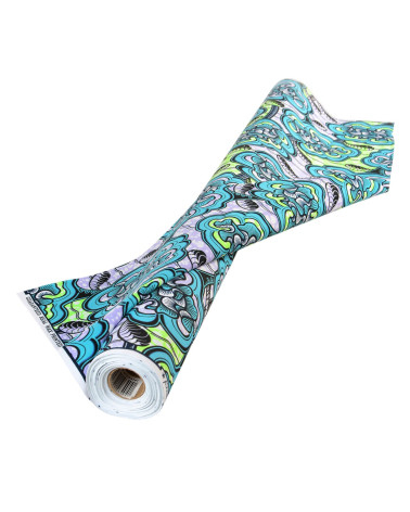 Wax fabric printed on both sides in turquoise blue by the meter
