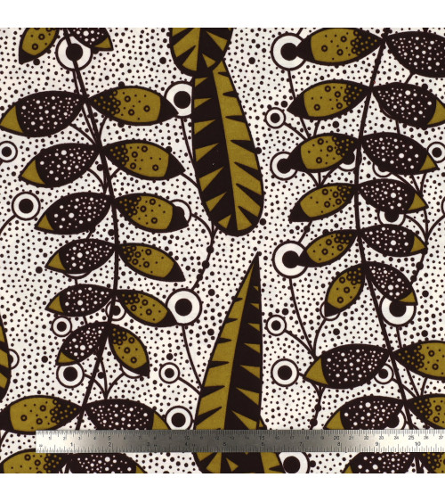 Brown 2-sided printed wax fabric per meter