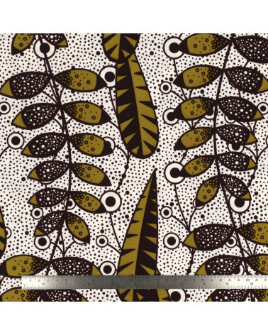 Brown 2-sided printed wax fabric per meter