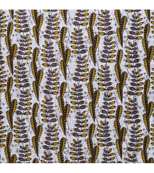 Brown 2-sided printed wax fabric per meter