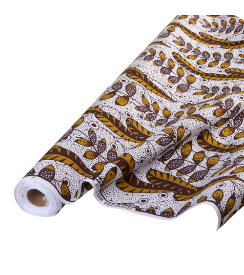 Brown 2-sided printed wax fabric per meter