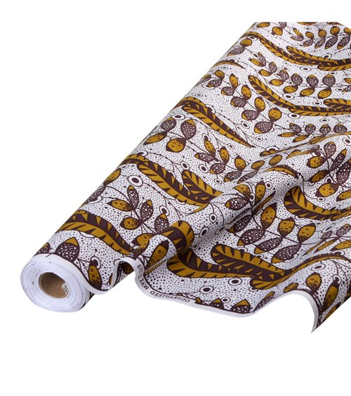 Tissu wax imprimé 2 faces marron au mètre