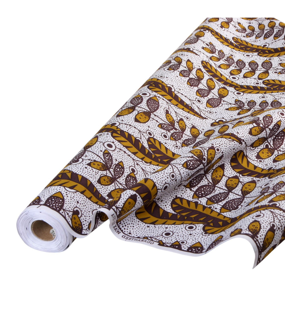 Brown 2-sided printed wax fabric per meter