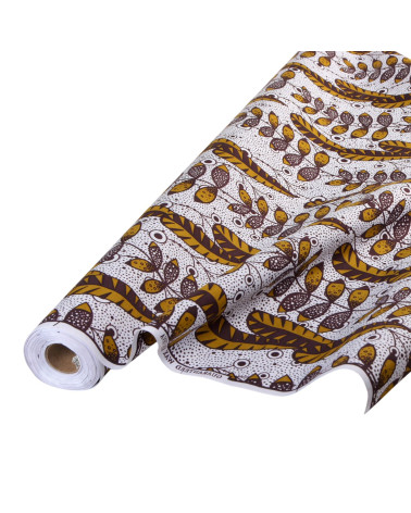 Brown 2-sided printed wax fabric per meter