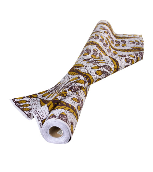 Brown 2-sided printed wax fabric per meter