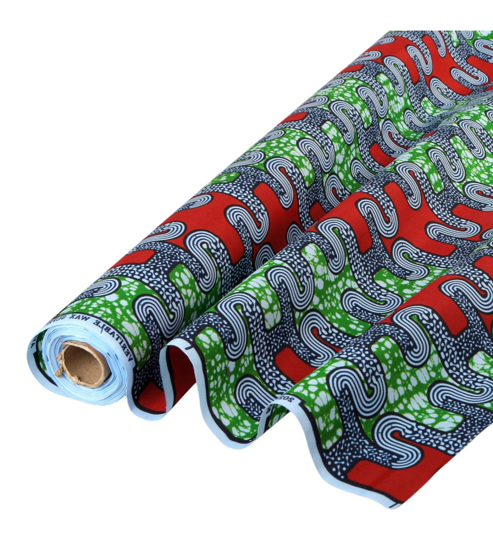 Gray 2-sided printed wax fabric per meter