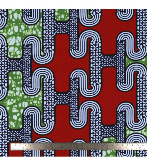 Gray 2-sided printed wax fabric per meter