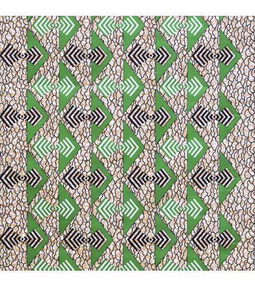 Beige 2-sided printed wax fabric per meter