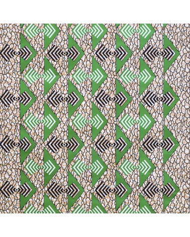 Beige 2-sided printed wax fabric per meter