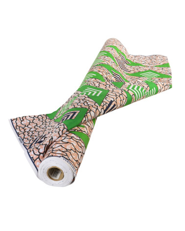 Beige 2-sided printed wax fabric per meter