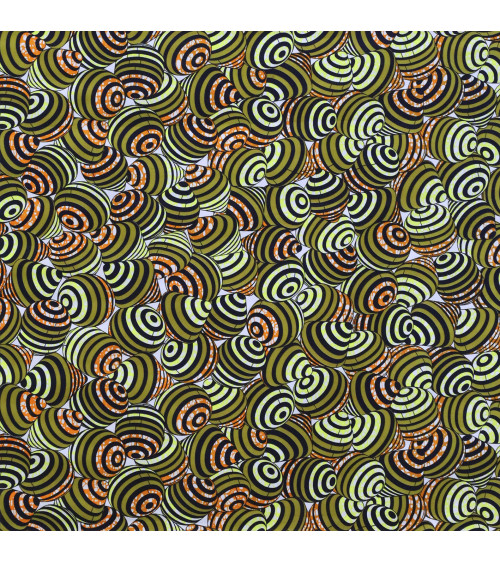 Wax fabric printed 2 sides khaki green per meter