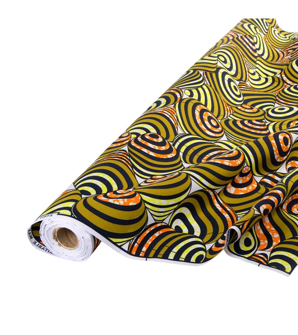 Tissu wax imprimé 2 faces vert kaki au mètre
